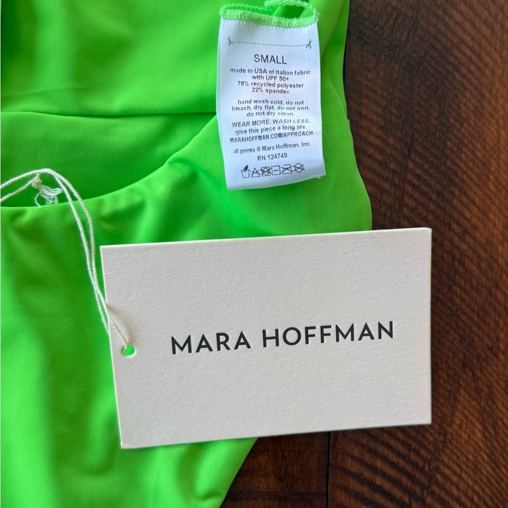 MARA HOFFMAN SOLID GABRIELA HALTER SWIMSUIT INTENSITY GREEN Plunging V-Neckline - Picture 9 of 11